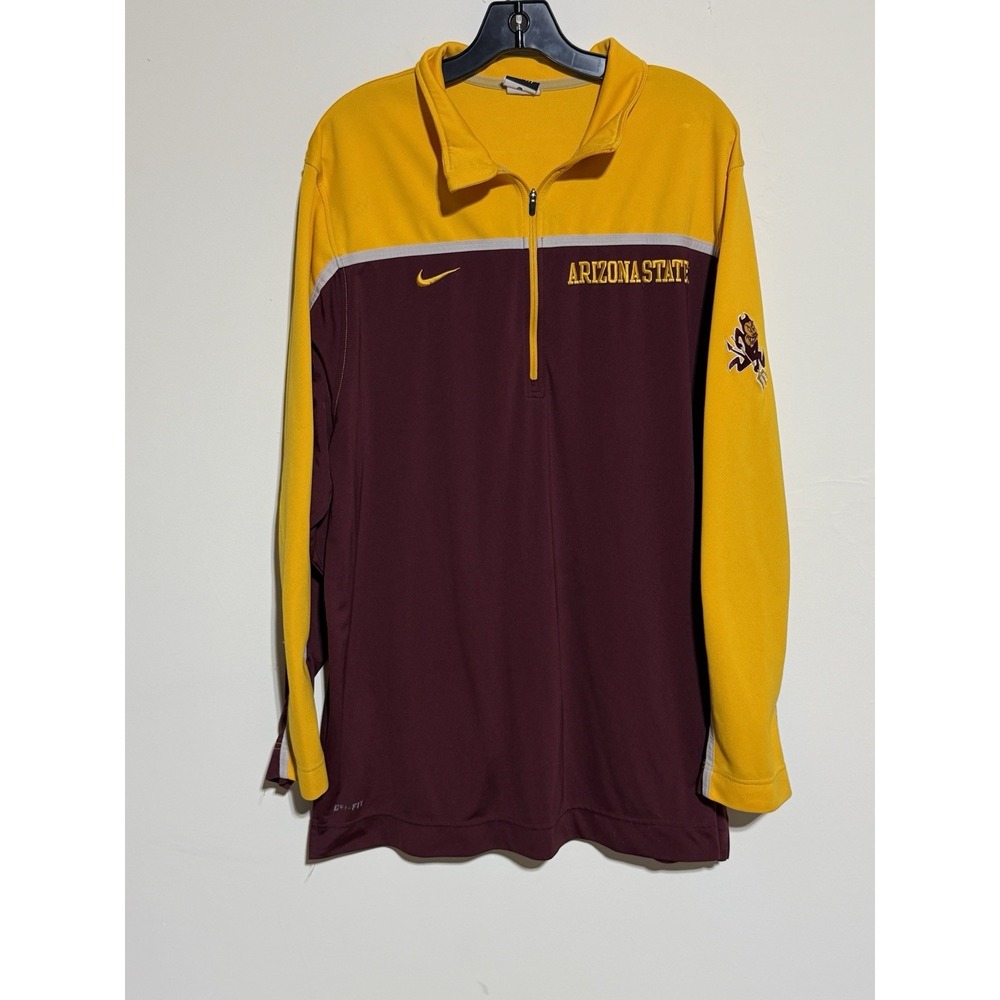 Arizona State Sun Devils Nike Team 1/4 Zip Jacket Pullover Mens XL Maroon Gold